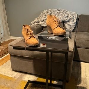 Tan Suede wedge bootie